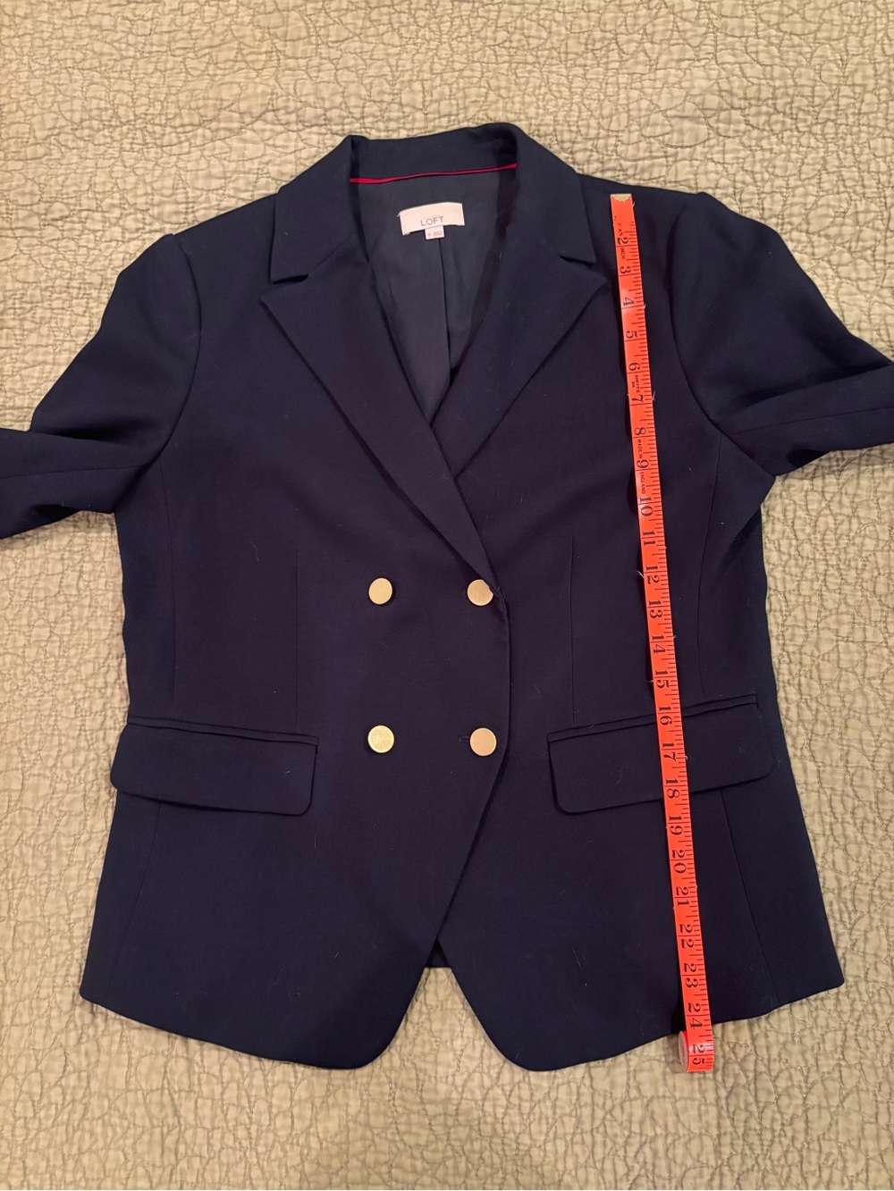 Loft Navy Double Breasted Suit Jacket w Gold Buttons 10 - Picture 8 of 14